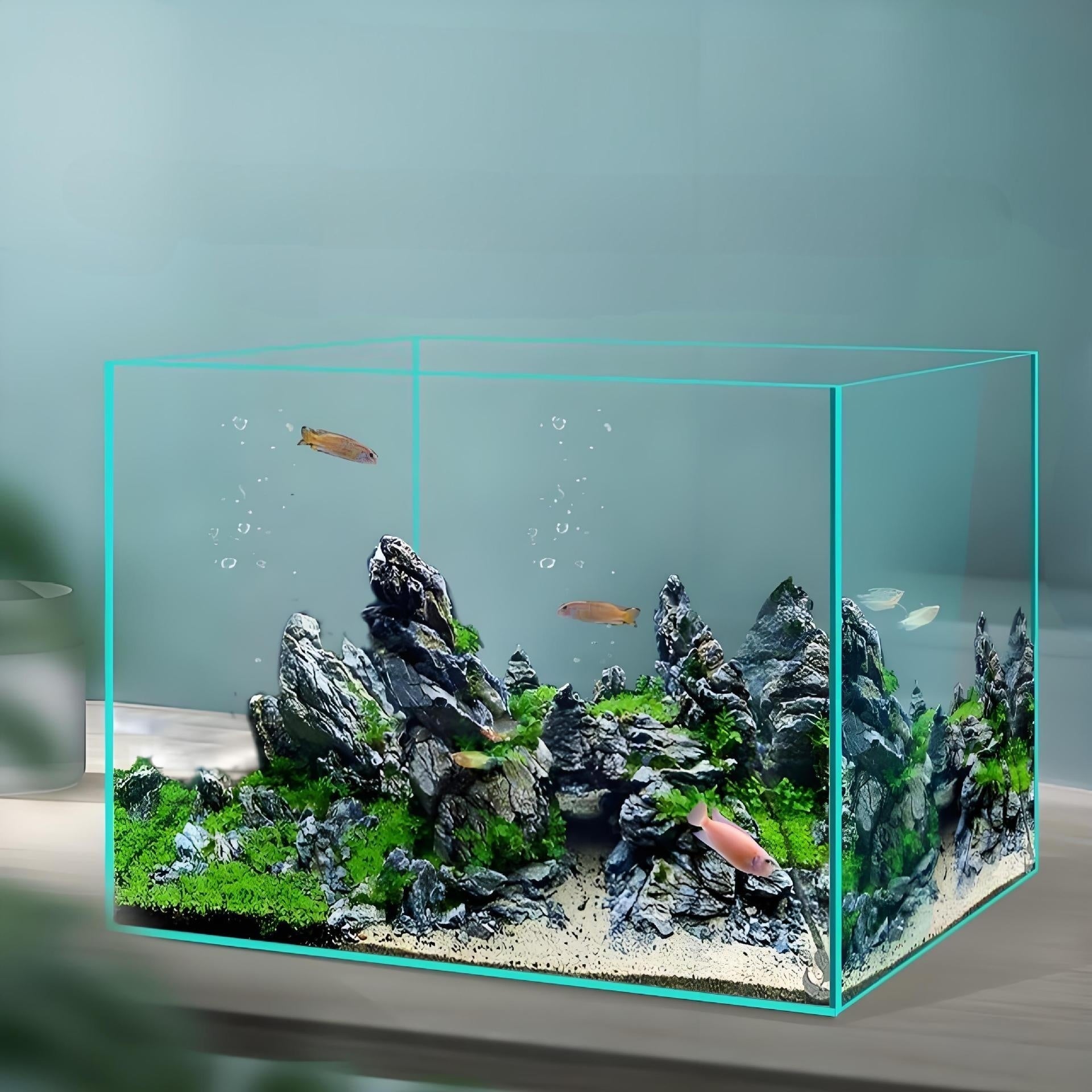 Transform Your Space with the Super White Glass Fish Tank Household Desk